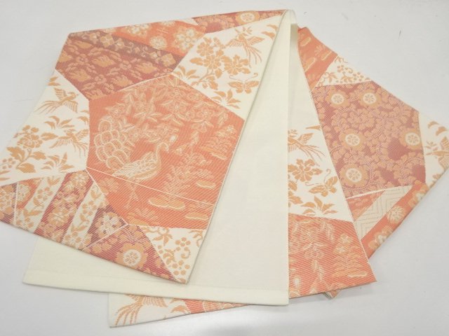  未使用品　切りばめ風　花鳥模様織り出し　名古屋帯